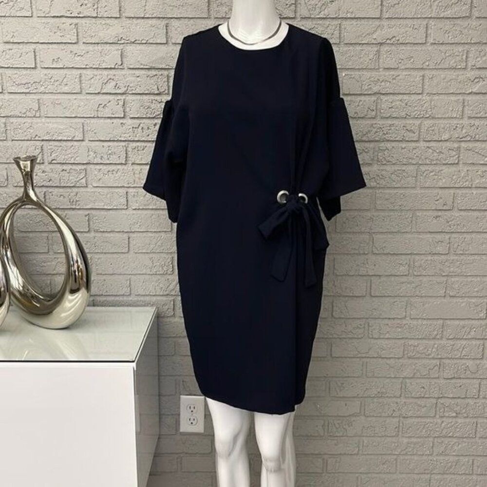 Zara Women Drop Shoulder Side Tie Crepe Dress Size S